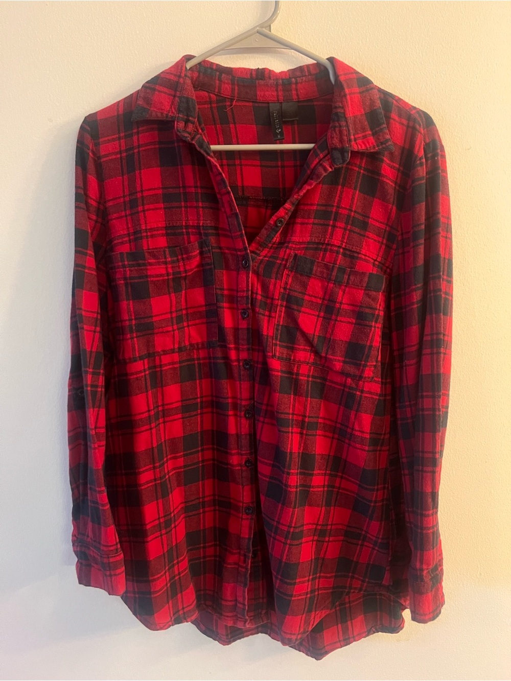 Red & Black Plaid Button-Up Shirt